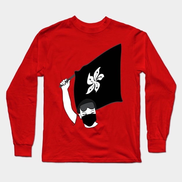 Hong Kong Protests, Stop Killing us, the protester raises the flag Long Sleeve T-Shirt by YourGoods